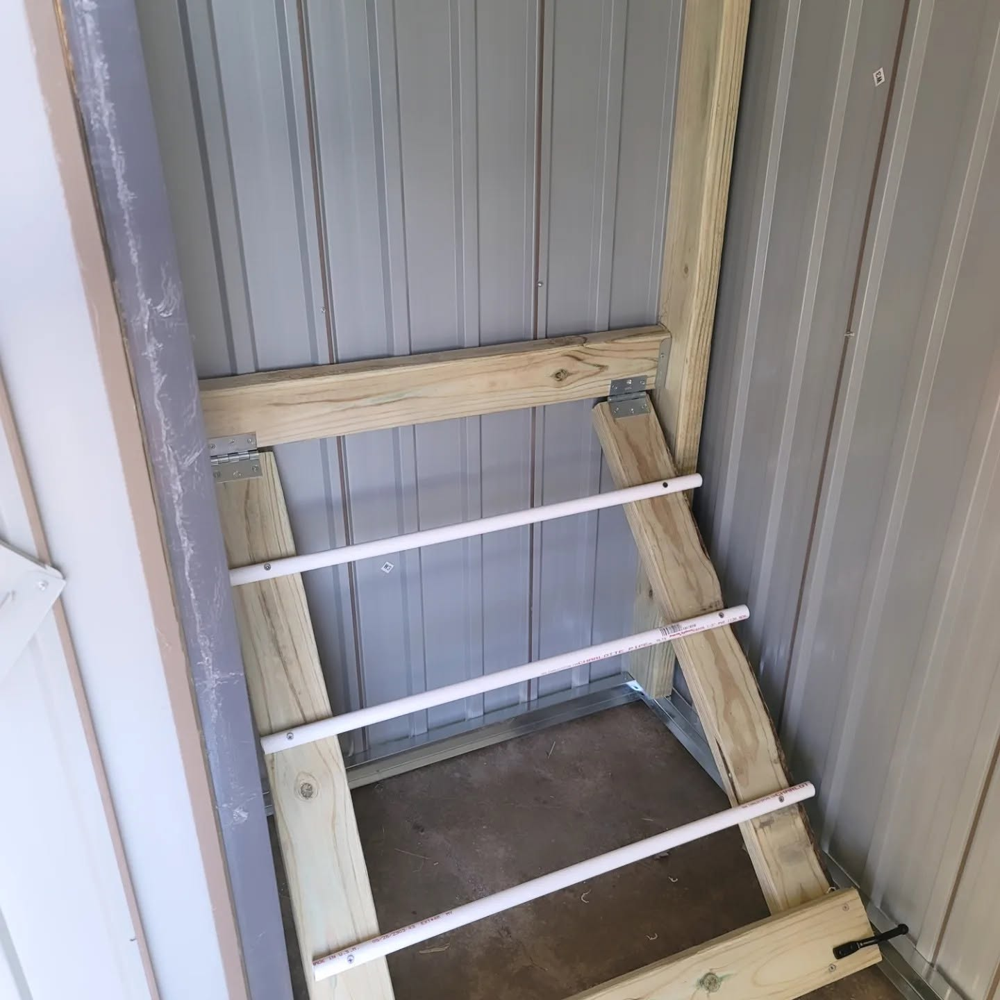 First chicken roost setup using PVC pipe