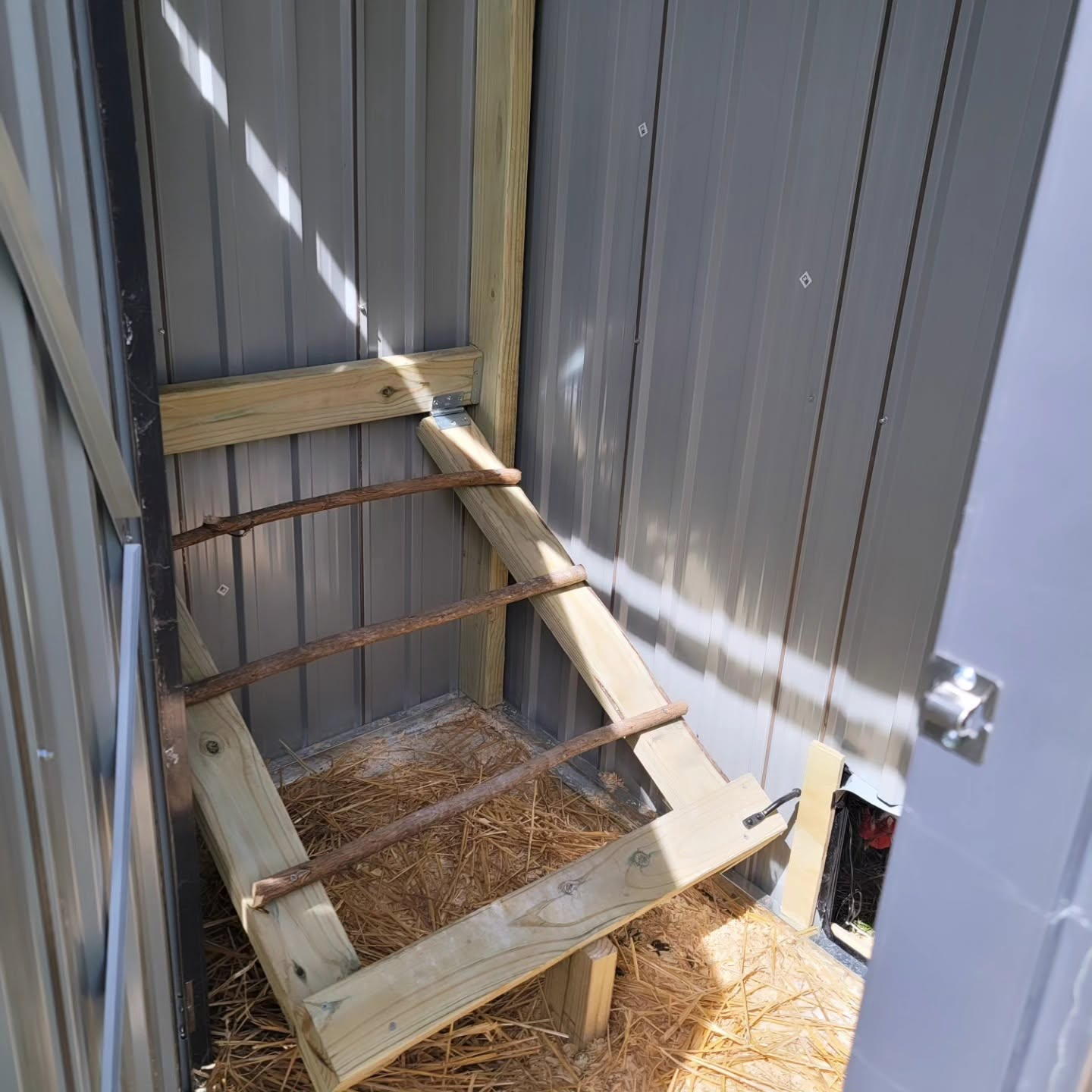 Wooden support frame and updated wood chicken roosts